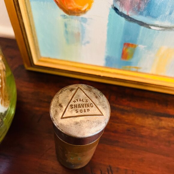 Rare Vintage 1930 Nyal Shaving Soap Memorabilia Brass Metal Retro Bathroom Decor - Picture 1 of 5
